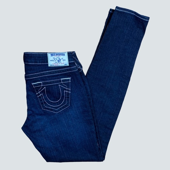 True Religion Denim - TRUE Religion Women’s Skinny Dark Blue Wash Jeans Size 27 made in USA in EUC